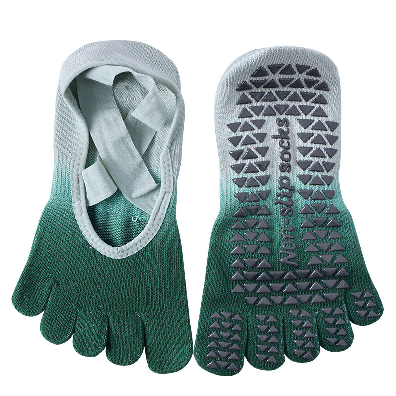 KTS574 Colorful Lace Up Yoga socks Non Slip Professional Women's Five-Finger Socks Pilates Socks