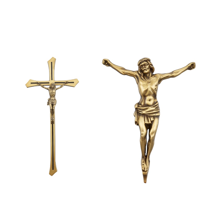 Metal funeral casting accessories supplies cross crucifix jesus and christ for coffin