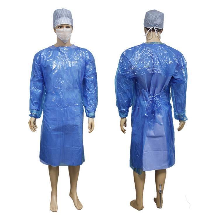 ZhongTai Water Proof CPE Gown Food Factory Disposable Isolation Gown Thumb Loop Plastic Gowns