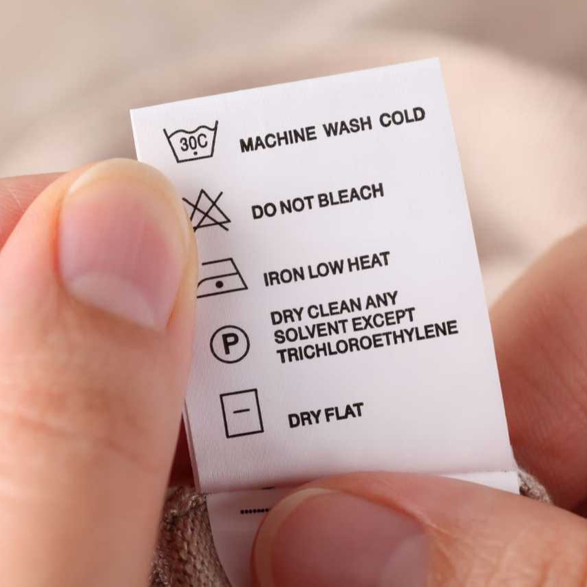 customized washing care label