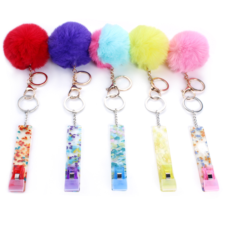 Acrylic Material Card Puller Custom Credit Card Grabber Keychain with clip For Long Nails debit card grabber keychain