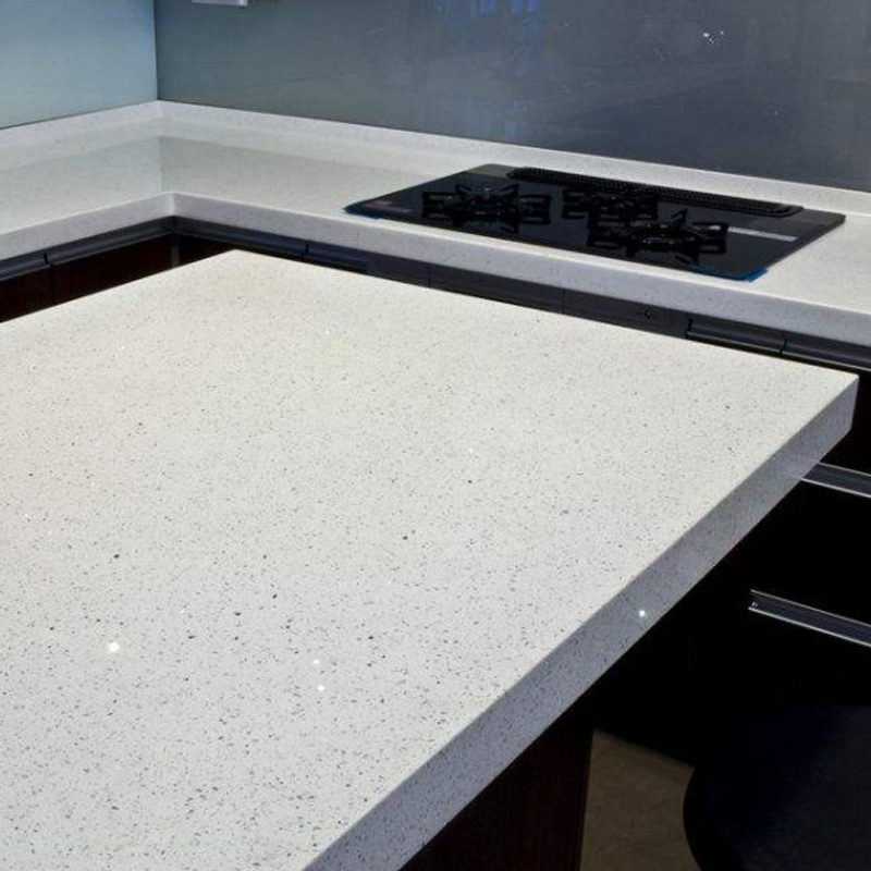 QZ0001 ITEC Cheap Man-made Artificial Granite Prefab White Sparkle Vanity Tops Quartz Stone Kitchen Countertops Quartzite Slab