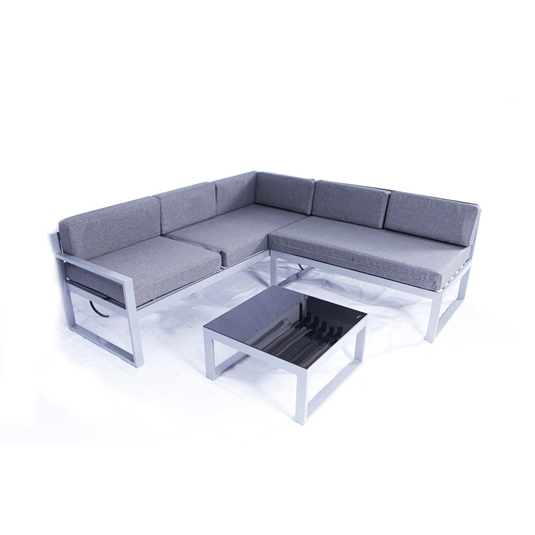 Современный уличная мебель все сталь lounge люкс диван угловой подушки диван