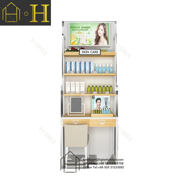Free design makeup store display counters and rackfor cosmetic shop interior decoration