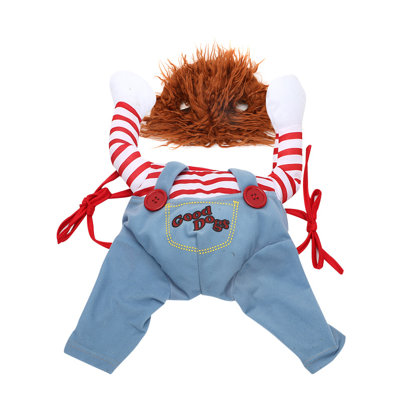 Amazon Hot Selling Funny Pet Dog Cat Puppy Clothes Doll Holding A Knife Halloween Pet Dog Costume