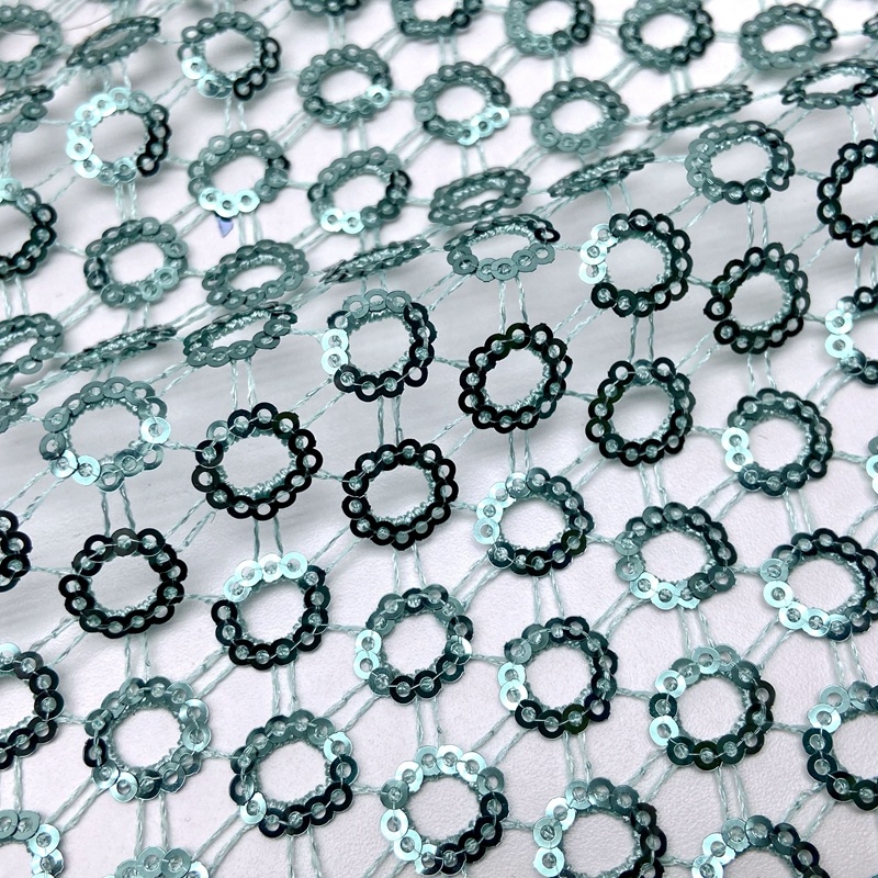 New fashion polyester 125CM geometric pattern knitted sequin fabric for dance wear
