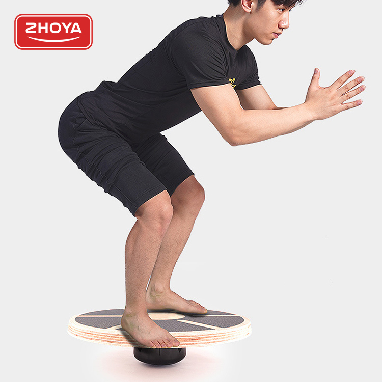 Zhoya Newest Self Balancing Board Fitness Gym Equipment Wood Round Wobble Board Roller Balance Board
