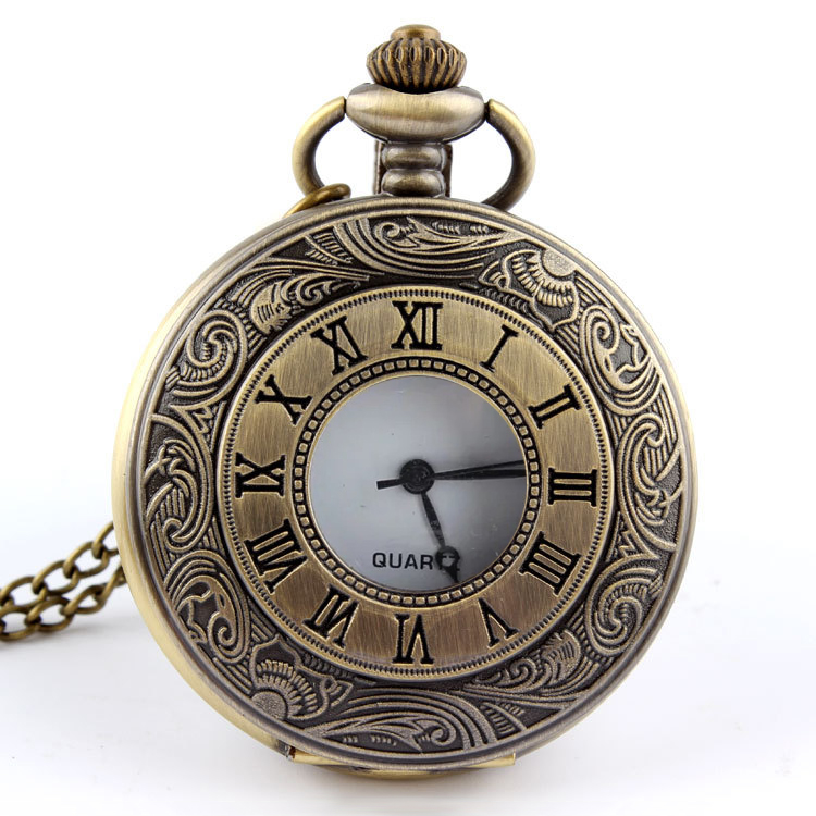 Vintage Quartz Pocket Watch Steampunk Unisex Pendant Flip Hollow Bronze Watches Clock