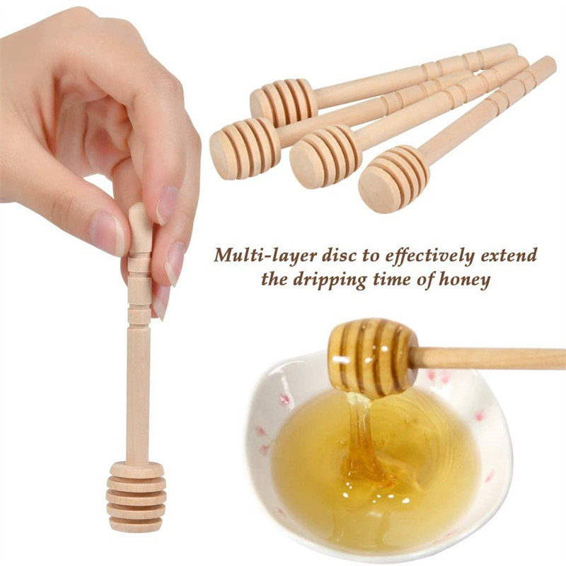 Spoon For Glass Jar Household Wood Safety Honey Dippers With Jar