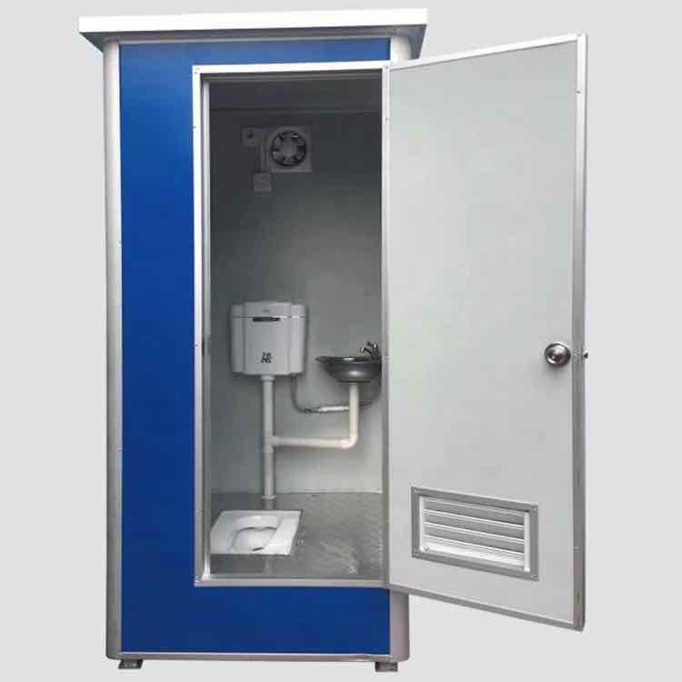 Mobile toilet customized for outdoor construction site temporary hand washing shower room with waste box and fan