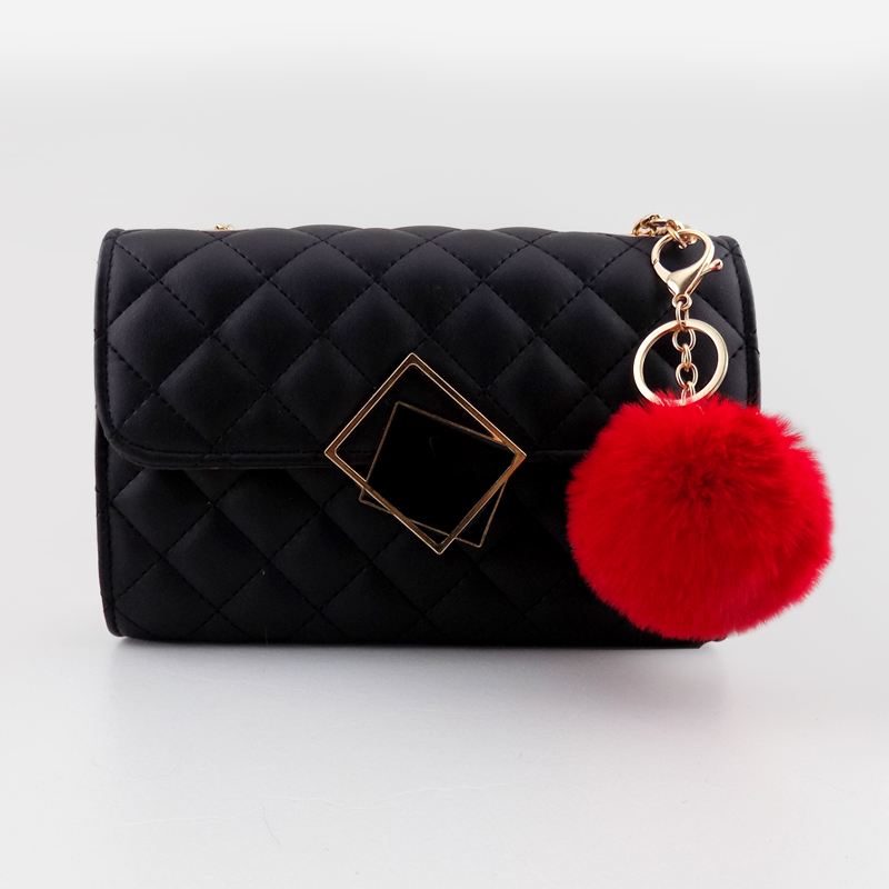 Hot sale 10cm cute small faux rabbit fur pompom with bag