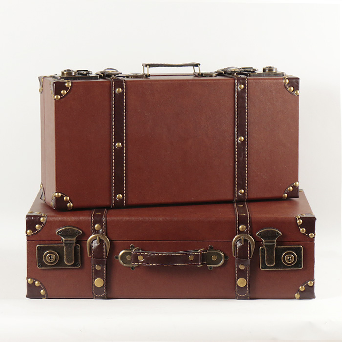 Decorative Vintage PU leather Luggage Retro Vintage Suitcase Classical Luggage
