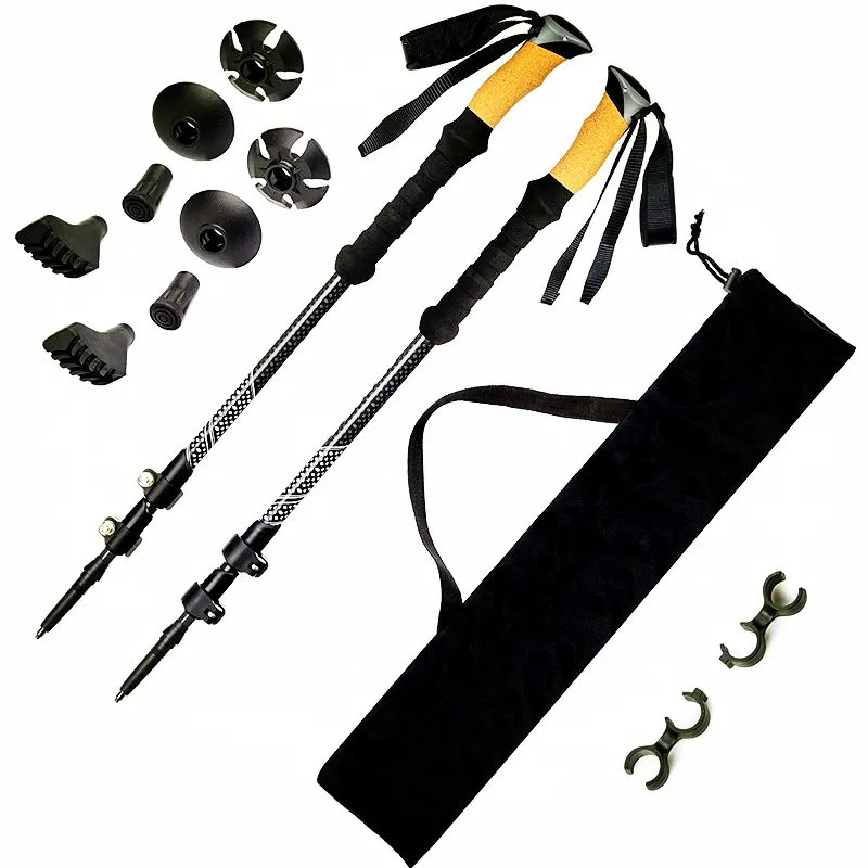 High quality collapsible aluminum lightweight walking stick folding hiking pole