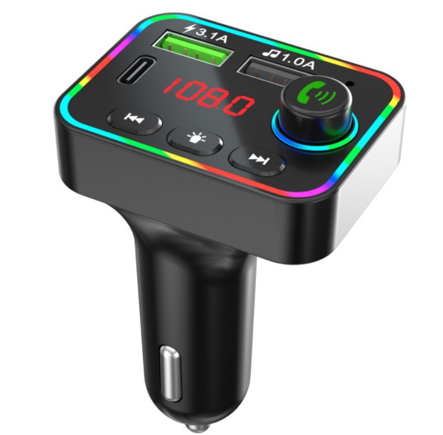 Красочные Bluetoooth FM передатчик для автомобиля с двумя портами USB 3.1V5.0 PD беспроводной одновременное подключение двух телефонов музыкальный плеер/автомобильный комплект с HandFree MIC