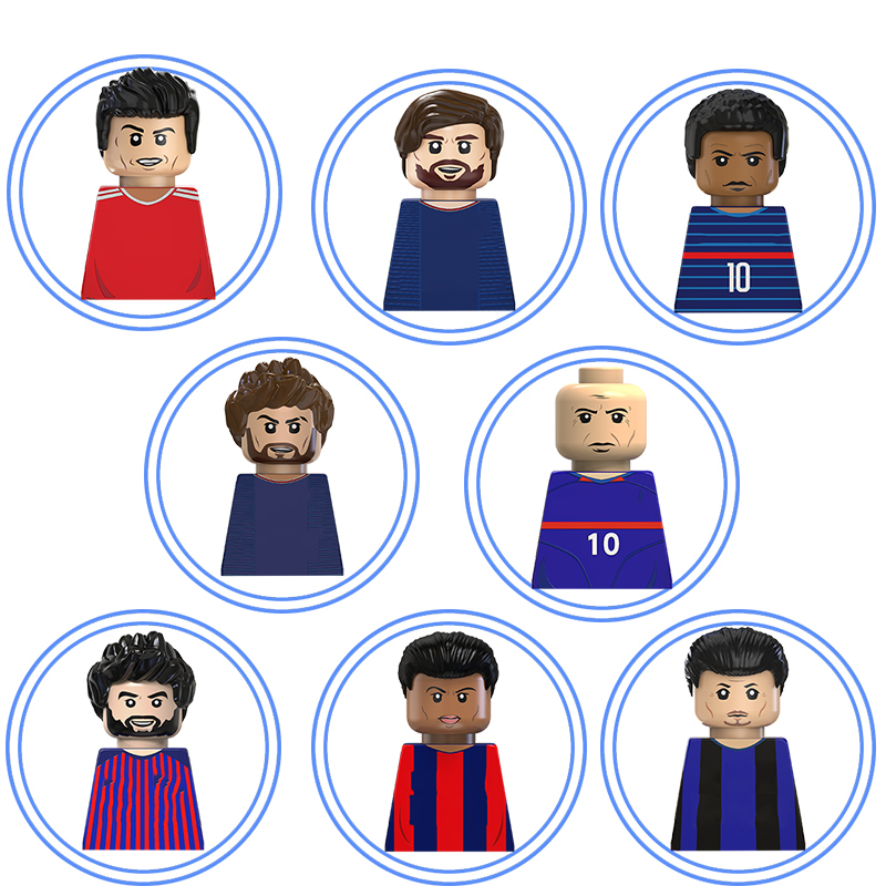 TV6503 Famous Soccer Players Messi Ronaldo Neymar Mbappe Ronaldinho Luis Suarez Mini Action Assemble Building Block Figure Toy