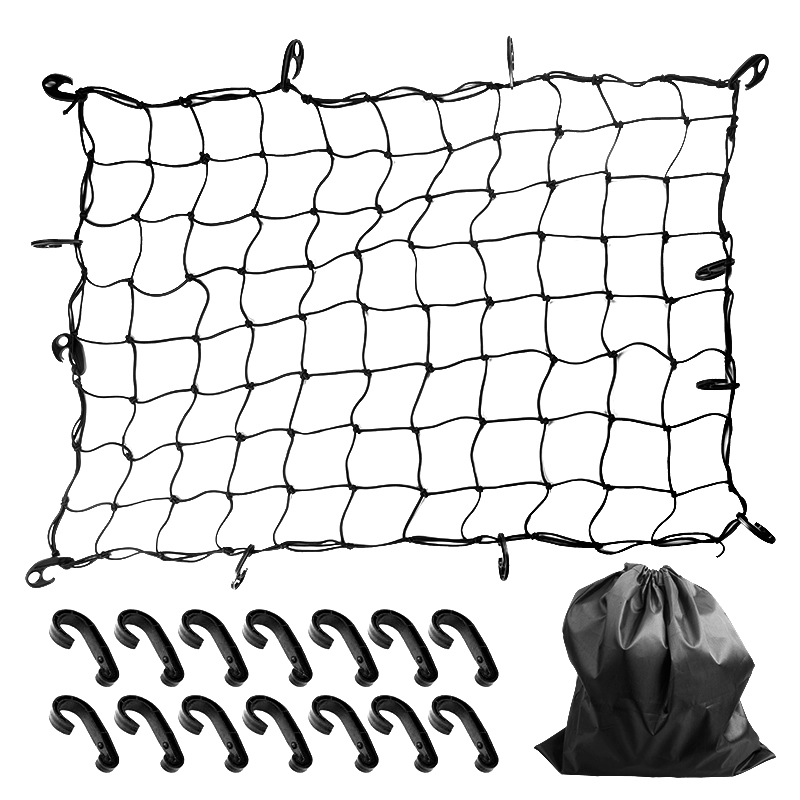 Premium Bungee Cord Net Auto Roof Tie-Down Cargo Net Jeep Cargo net with Hooks for trailer