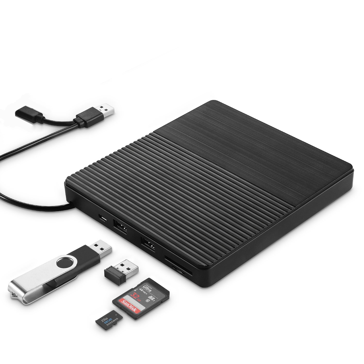 Портативный Многофункциональный DVD-накопитель EDD04 высокоскоростной USB-C и USB 3,0 CD-накопитель/DVD-считыватель