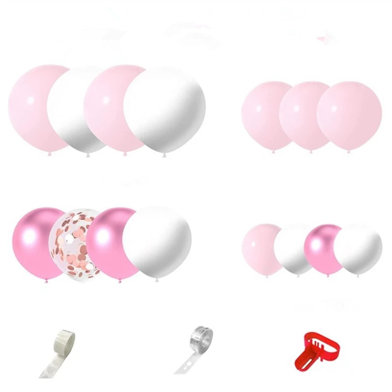 New Type Hot 107pcs Pink White Rose Gold Confetti Latex Balloon Arch Kit Garland Girls Birthday Party Decor Balloon Globos Suit