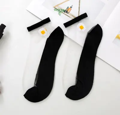 Socks Female Summer New Crystal Card Silk Stockings Japanese Daisy Female Socks