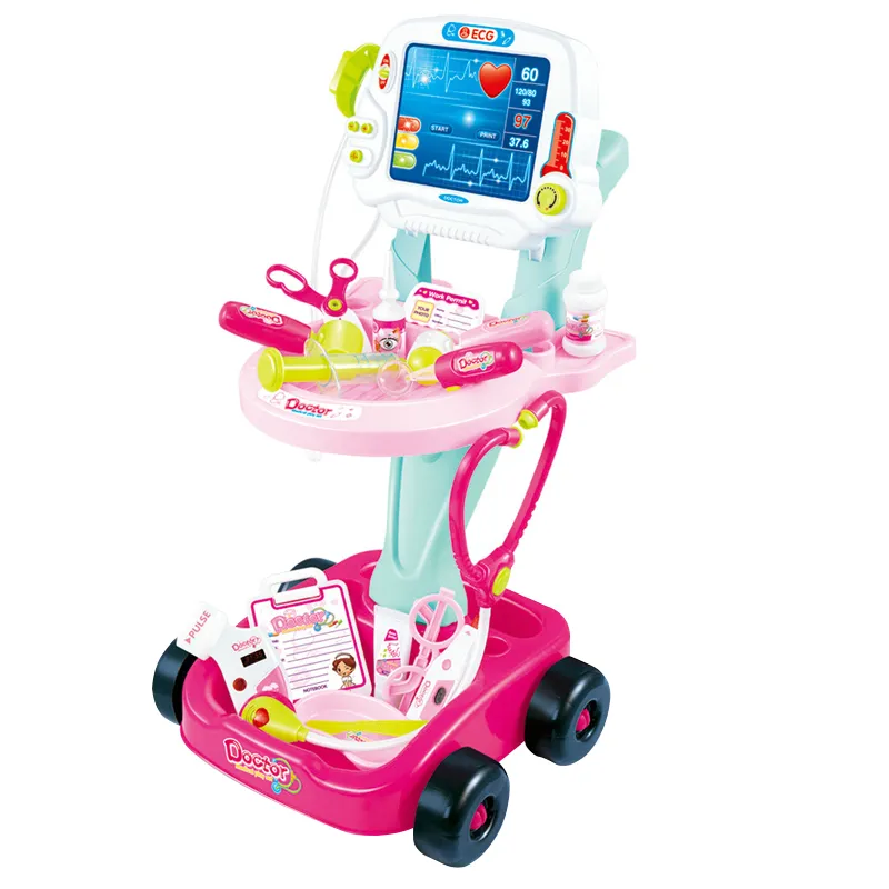 Plastic ECG testing equipment toys pretend play medical doctor cart
