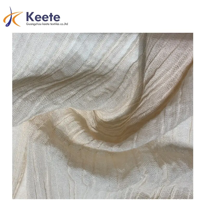 Wholesale lightweight 70%linen 30%cotton blended yarn dyed plain sand wrinkle ramie linen fabric