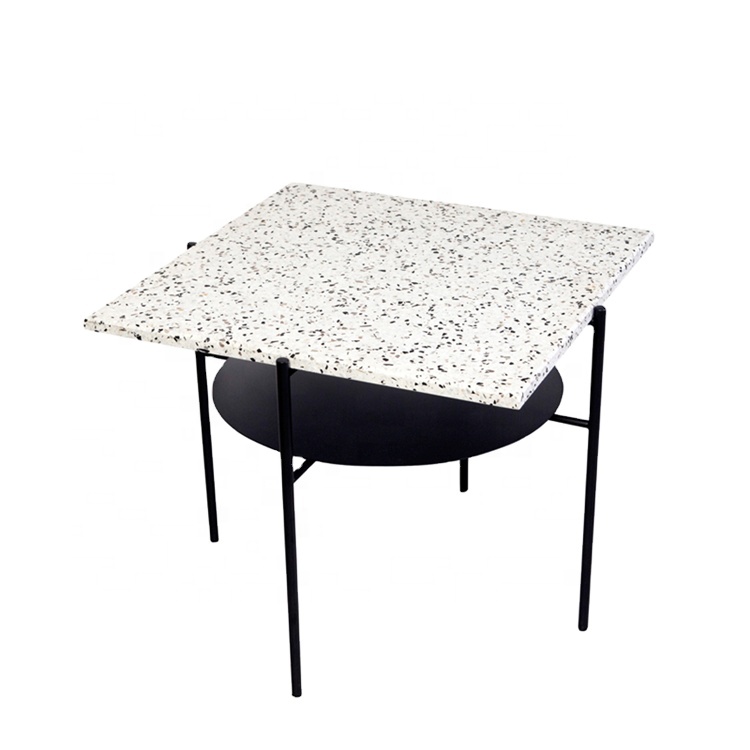 Nordic minimalist terrazzo living room sofa creative design square side table