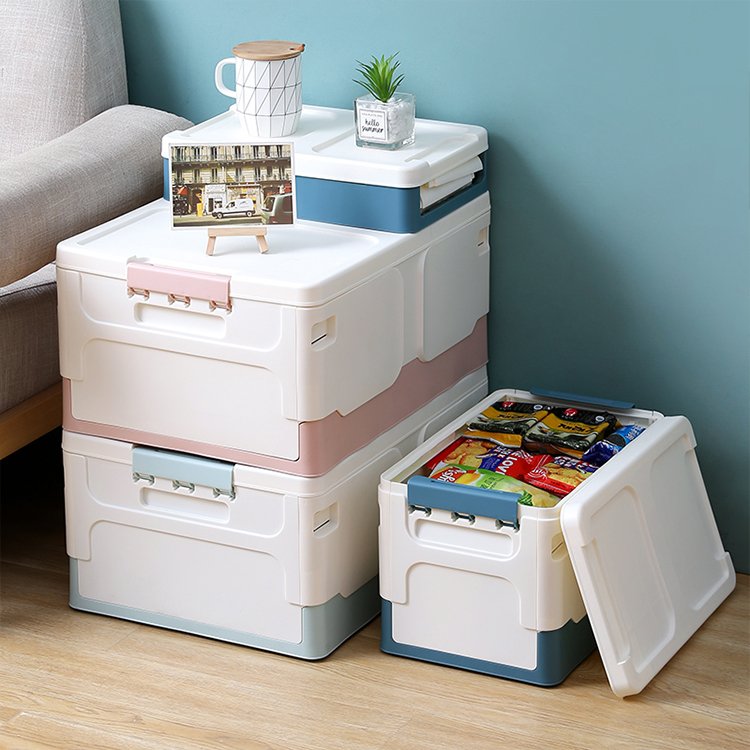 Clothing Organizer Customized Home Big Containers Plastic Foldable Storage Box with Lid