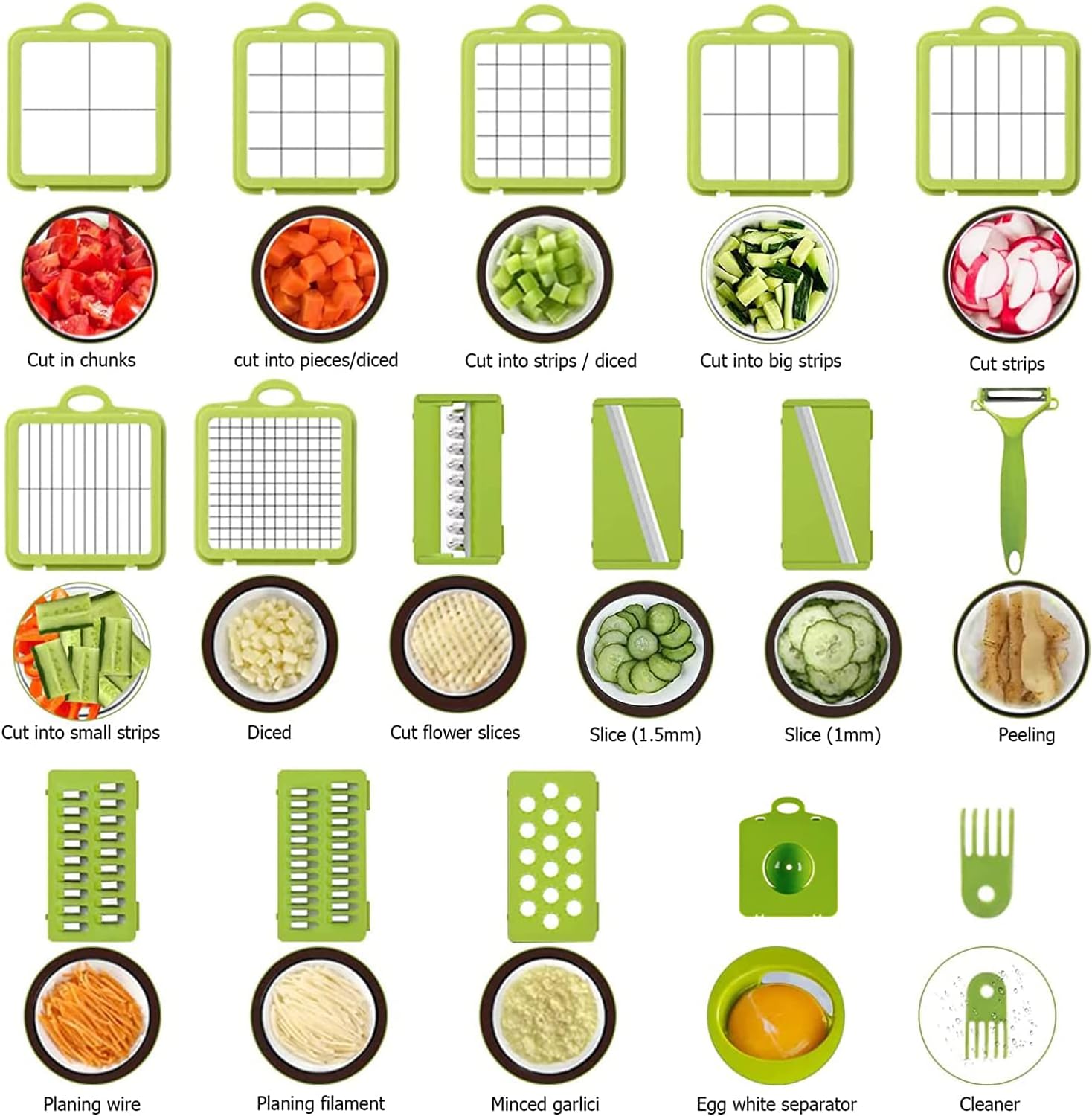 22 In 1 Vegetable Slicer With Container Veggie Onion Chopper Garlic Kitchen Mandoline Fry Slicer Dicer Cutter For Potato Carrot