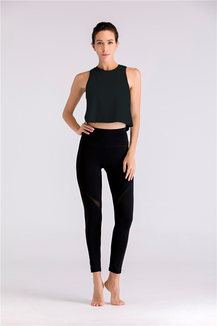 Custom Logo Plain Sport Gym Black Yoga Cropped Fitness Women Tank Top
