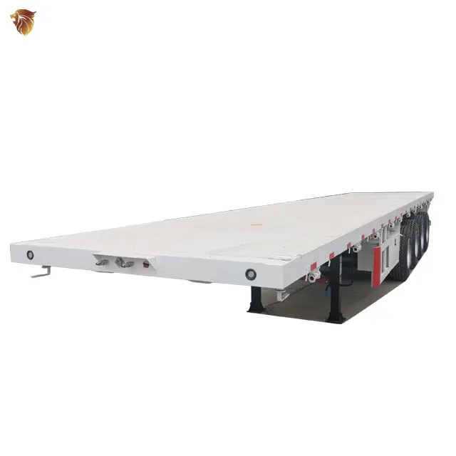 Hyuan 3 axle 30ton Flatbed Container 20ft 40FT 50ton low flatbed semi trailer 40ft or 20ft trailer container flatbed semi traile