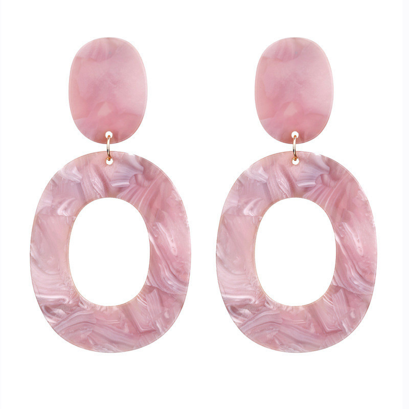 Acrylic Pink Geometric Earrings for Women Cute Romantic Round Flower Heart Candy Color Fashion Jewelry