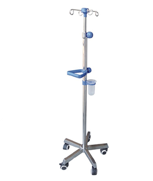 Stainless Steel Hospital Medical Drip 4 hooks Infusion Stand IV Pole with casters