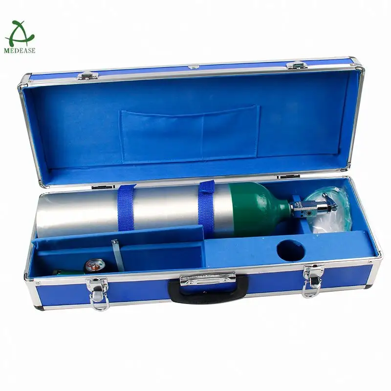 small medical oxygen gas cylinder with aluminum box