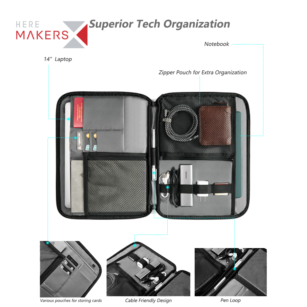 High Quality Water Resistant Business Travel Laptop Sleeve Bag Case Custom Printed Logo Computer Lightweight Briefcase for men
