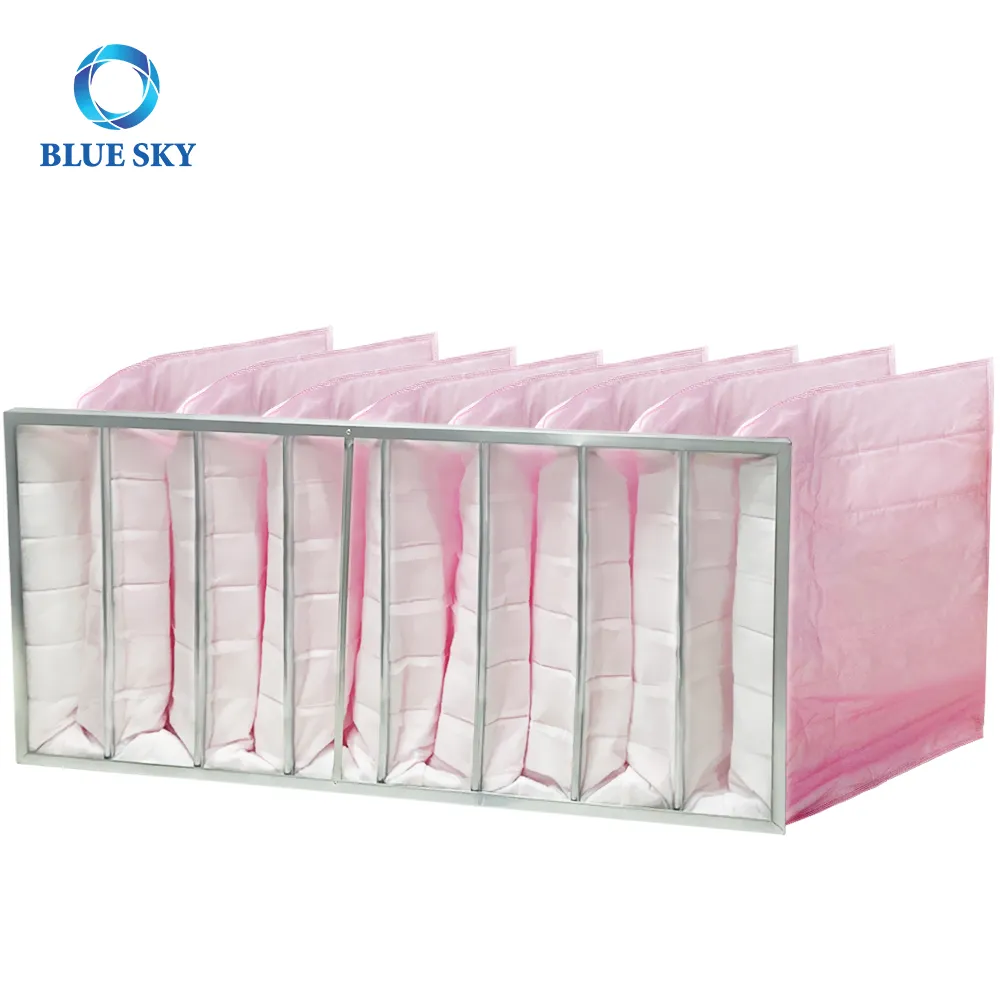 Factory Sale Synthetic Fiber Air Conditioning Air Filter 8 Pocket F7 Bag For HVAC System AHU Cleanroom