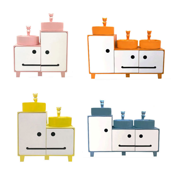 Chaozhou factory PVC pink color bath cabinet sets sanitary ware suit for kids washing hand vanity set