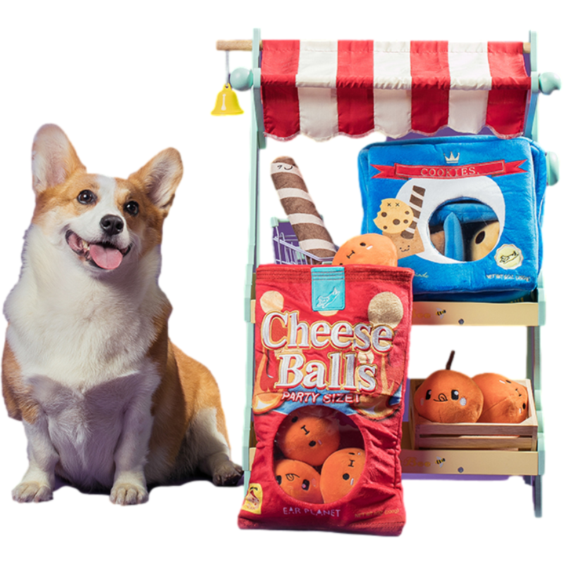 High Quality Plush Puzzle Cheese Ball Plush Sound Toy Chew Squeaky Pet Dog Cat Toy