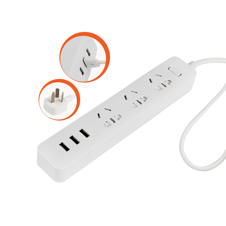 Новый стиль 3 USB умный удлинитель с 3 новыми комбинированными розетками по национальному стандарту