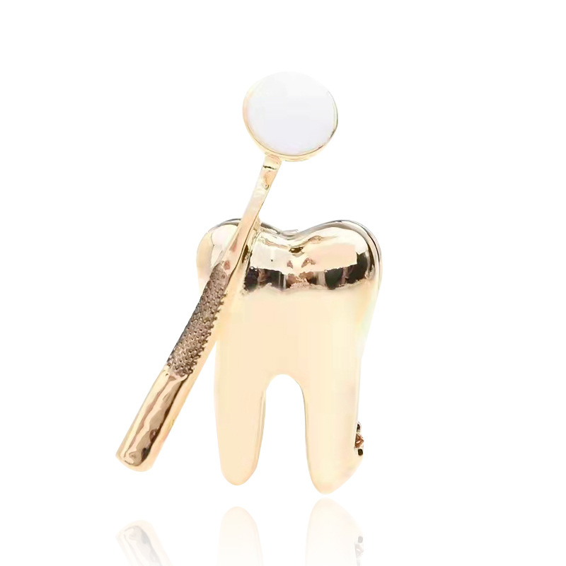 XUNBEI Factor Direct Creative Gold Sliver Color Doctors Tooth Brooch Handmade