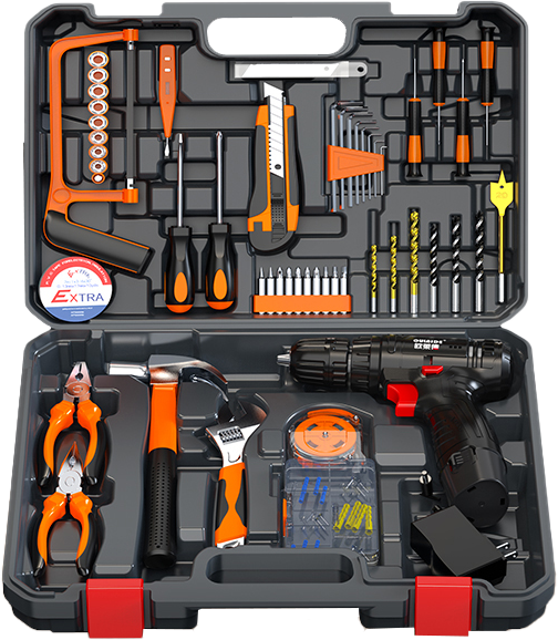 WHAMX 12v Household Combination Toolbox Set Mini Drill Machine Set Electric Lithium Power Drill