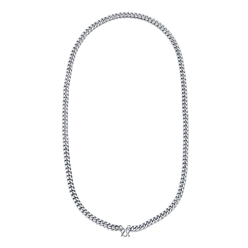 2021 new trendy high quality fashion jewelry single row Cuban link Couple chain silver titanium Hip-Hop Punk style necklace