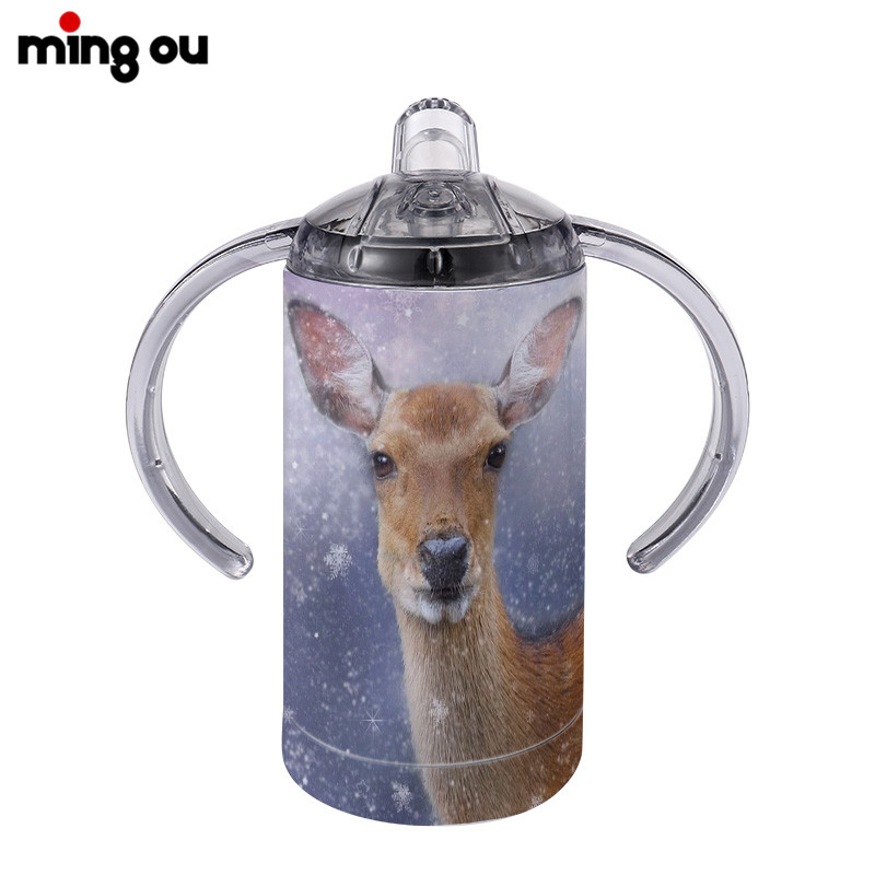 Sublimation Baby Kids Stainless Steel Bottle 12oz Straight Sippy Cups with Handle