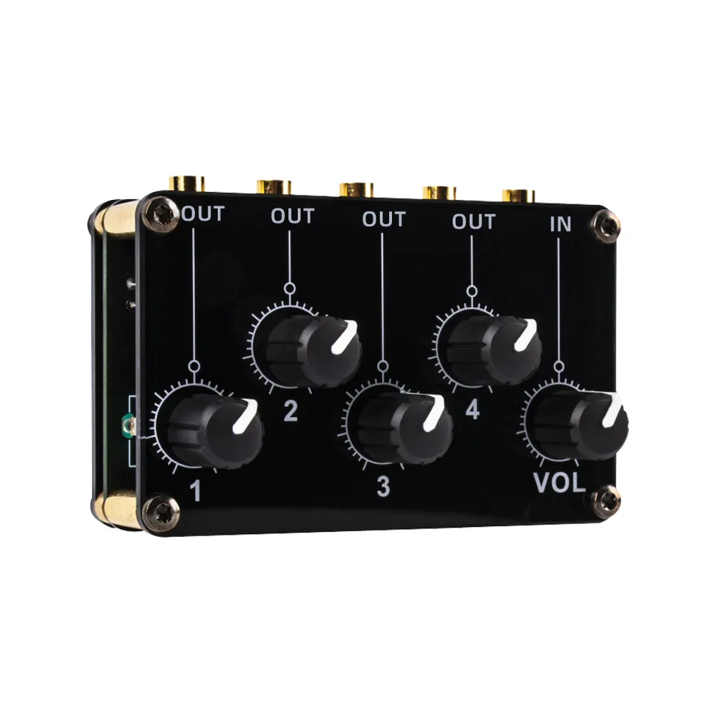 Mini 4 Channel Mixer Stereo Line Mixer for Live Studio Recording Portable Passive Analog Audio Sound Mixing Console audio mixer