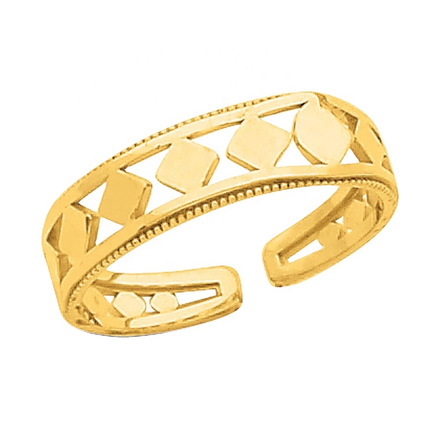Wholesale New fashion gold color geometric hollow pattern toe ring customized for unisex