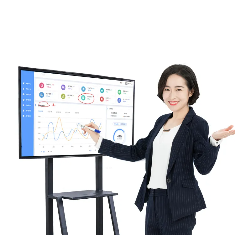 55 65 75 86 Inch Interactive flat panel Android Windows HD 4K display Touch Screen Monitor Smart Board with digital whiteboard