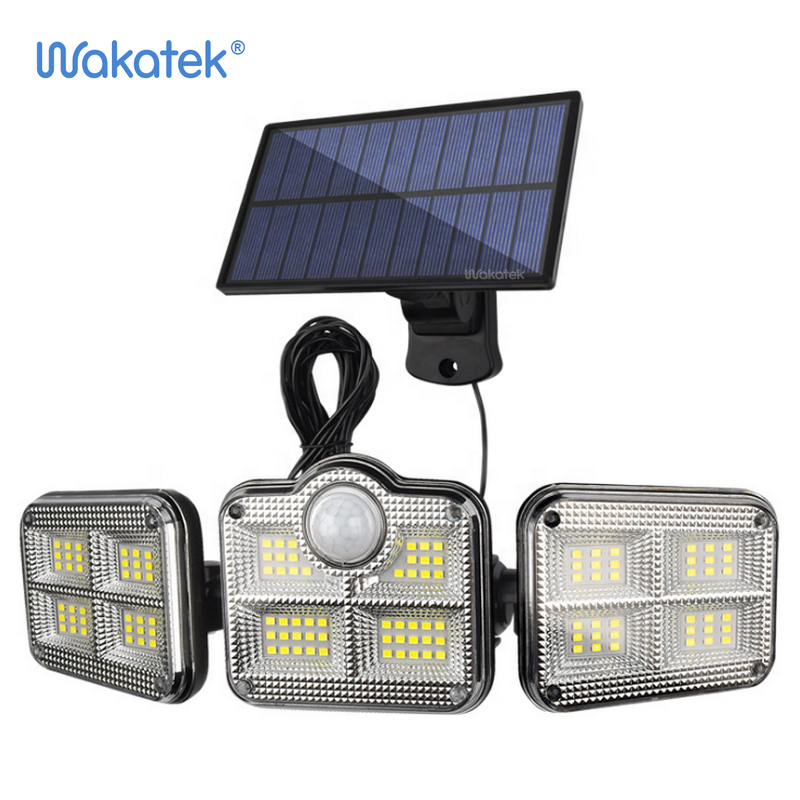 Светодиодный садовый фонарь WAKATEK на солнечной батарее, уличная лампа с пассивным датчиком движения, 138LED 122SMD для украшения двора, улицы, 3 режима