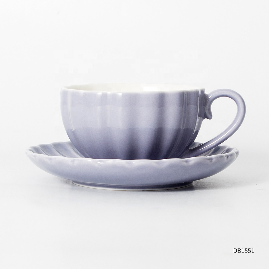 Цветок demitasse керамика ручная роспись, кофейная чашка фиолетовый цвет света 9oz костяного фарфора чайная чашка и блюдце фарфоровый сервиз с логотипом