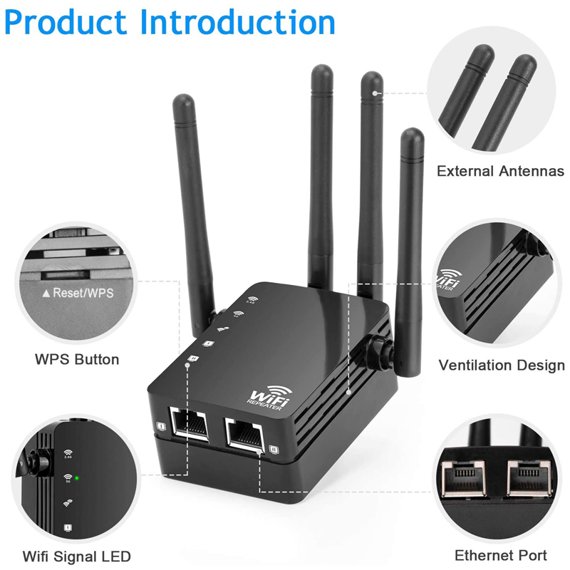 WPS простая Настройка Wi-Fi расширитель диапазона частот 1200 Мбит/с двухдиапазонный Wi-Fi ретранслятор 2,4/Wi-Fi 5 ГГц Wi-Fi усилитель сигнала