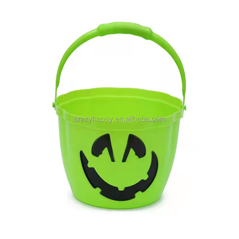 2021Treat or Trick Plastic LED Light Green Pumpkin Bucket
