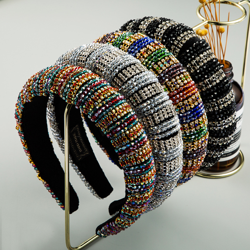Роскошные новые обручи с подкладкой Bejeweled, модные роскошные обручи для волос со стразами и губкой для женщин, яркие обручи для волос, Новинка